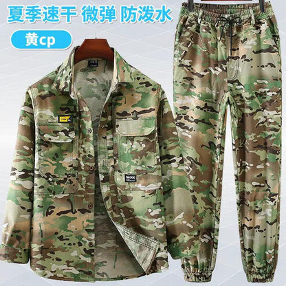 Summer stretch suit quick-drying sweat-absorbent work clothes air-conditioning cool labor protection work clothes wear-resistant breathable tooling by Dropshipman
