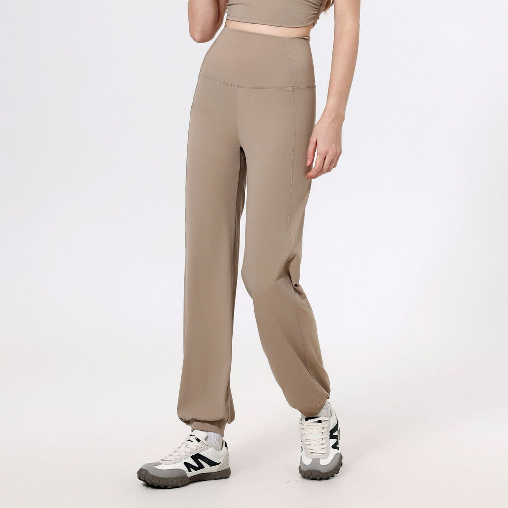 High Waist Bauchstraffende Sporthose Locker Geschnitten Gerade Beinweite Knöchellange Hose Damen Schnelltrocknende Lauf-Fitnesshose Nude-Feel Yogahose