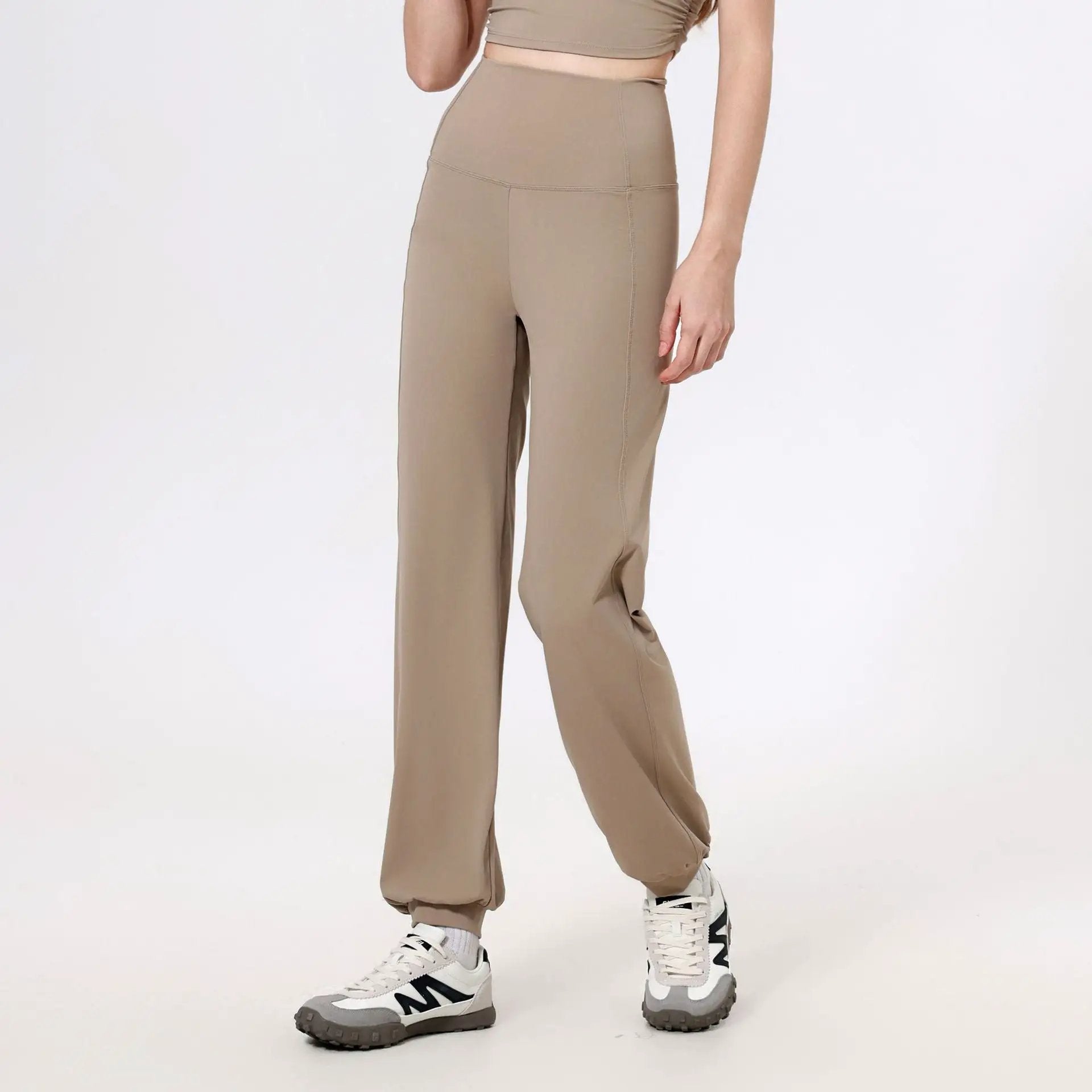 High Waist Belly Contracting Sports Loose Straight Ankle Tied Trousers Women Quick Drying Running Fitness Pants Nude Feel Yoga Pants by Wanita Store