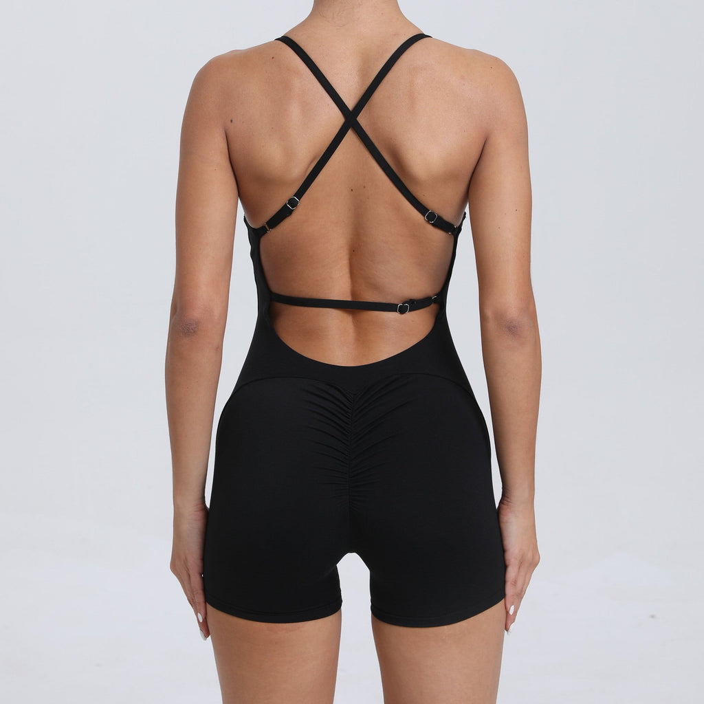 Yoga-Jumpsuit für Damen, mit Pfirsich-Hüft-Push-up und schönem Rückenausschnitt, für Outdoor-Laufen, eng anliegend, sportlich, schnell trocknend, Trainingskleidung