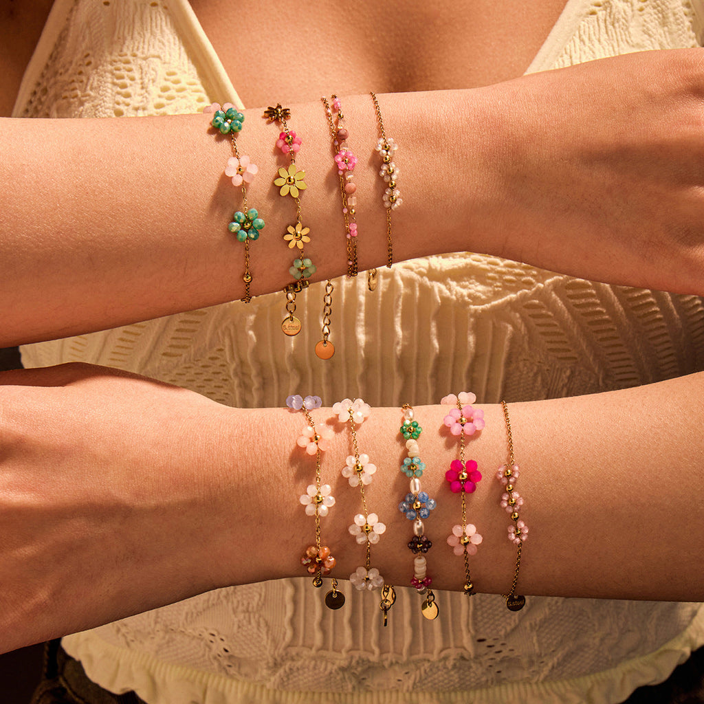 Bracelet Niche Colorful Floral Beaded Bracelet Ladies Ornament Light Luxury Ornament