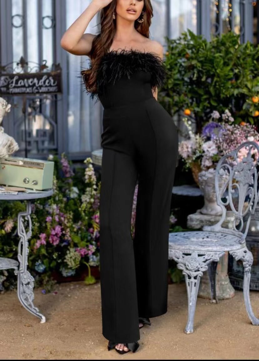 Frühjahr/Sommer Damen Kleidung Sexy tiefer V-Ausschnitt Feder Jumpsuit Lässige Hose