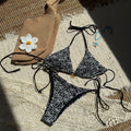 Sexy Two Piece Bikini Swimsuit Women Split Halter Lace up Swimsuit