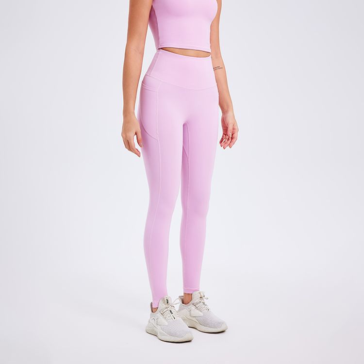 Zero Sense Yogahose Nahtlos Nude Feel Seitentasche Peach Hip Raise Skinny Trainingshose