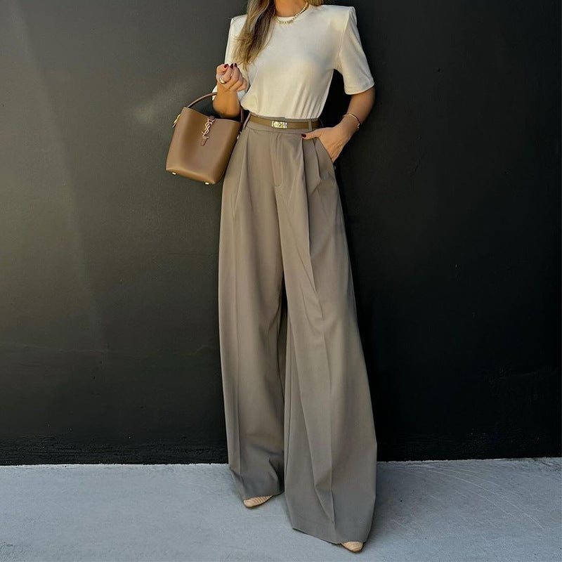 Gerade High Waist Arbeitshose Damen Locker Weites Bein Arbeitshose