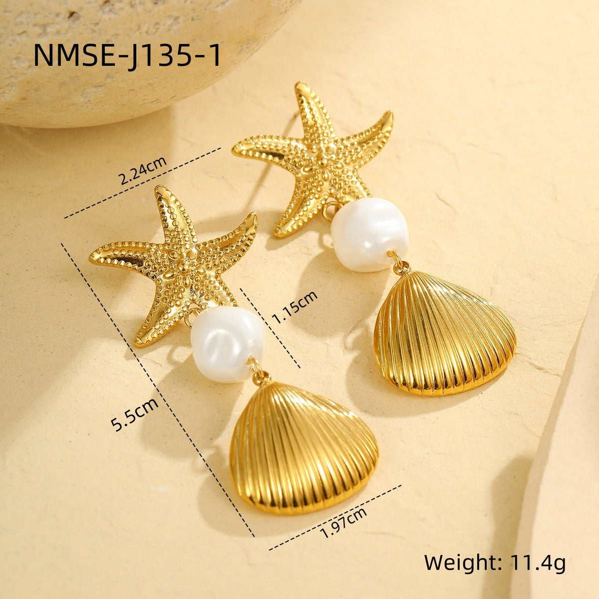 Starfish Embellished Earrings Metal Feeling Beach Earrings Niche Stainless Steel Earrings Women