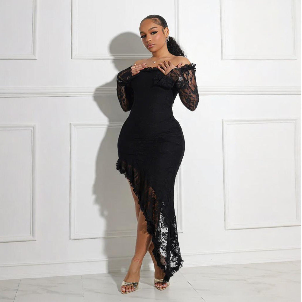Tube-Top-ähnliches, unregelmäßiges, asymmetrisches Kleid, einfarbiges Maxikleid für Damen