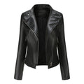 Faux-Leder Stehkragen Damen Slim-Fit Ledermantel Damen Frühling Herbst Dünner Langarm Mantel Kurze Damen Jacke Übergröße
