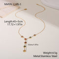 Floral Color Zircon Stainless Steel Necklace Y Word Chain High Sense Necklace