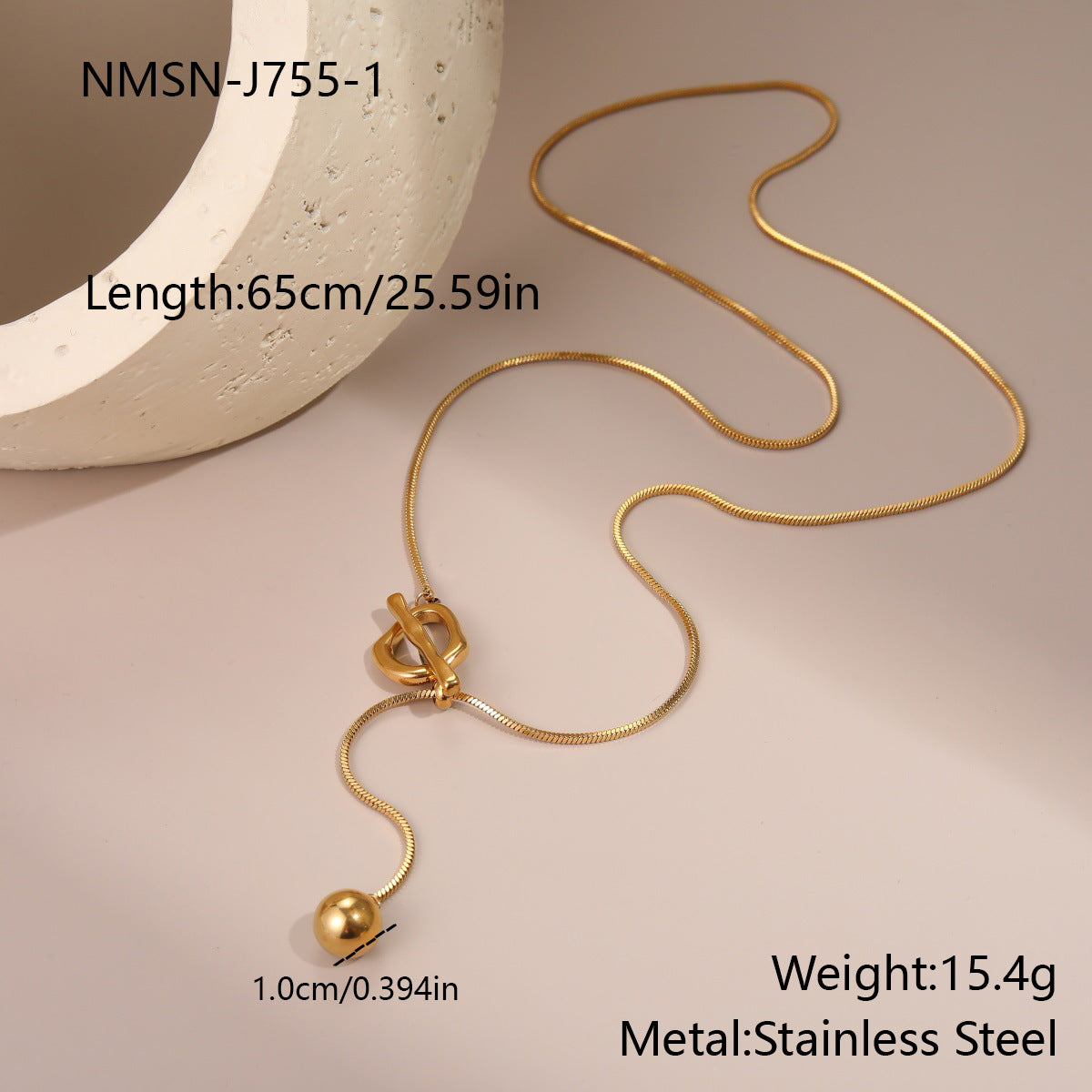 Geometric Abstract round Embellished Stainless Steel Necklace Long Y Shaped Chain Design Simple Necklace