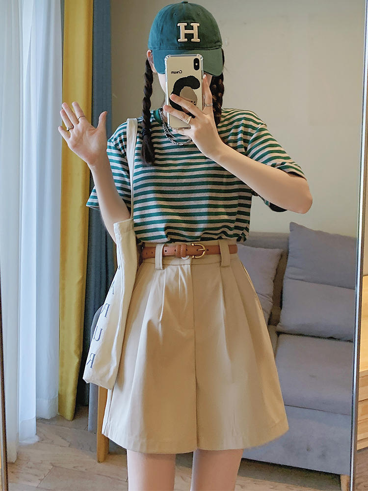 2023 red and white two-piece summer outfit by SHOPEZRA L.L.C. featuring a slim, youthful college style with vibrant design.