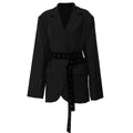 Herbst Winter Doppelgürtel Dekonstruktion Blazer Oberteile Damen