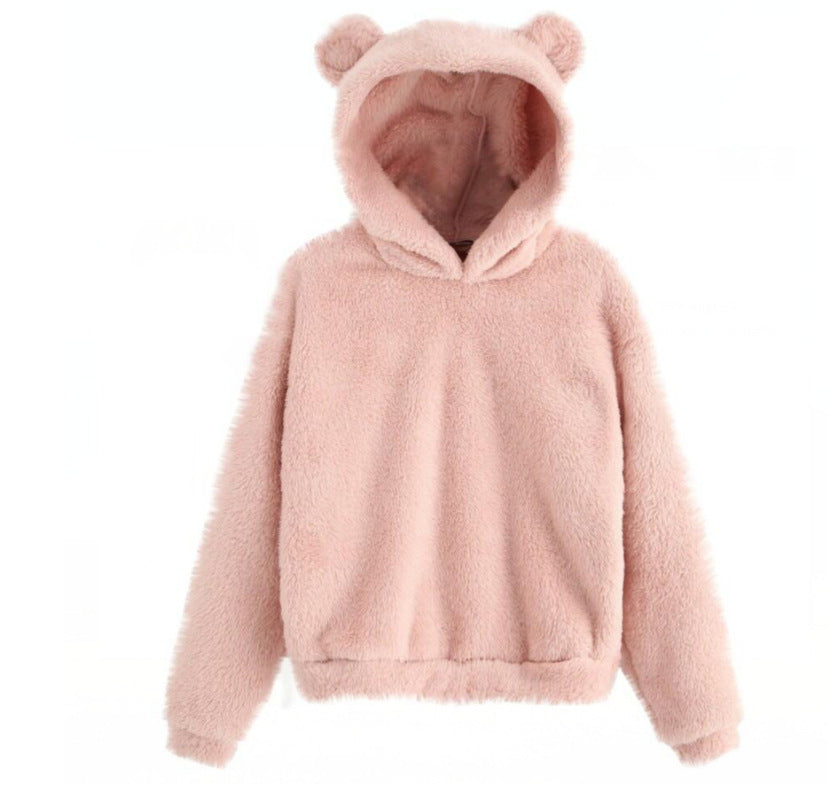 Herbst Winter Flauschige Hasenohren Kapuzenpullover Warm Übergröße
