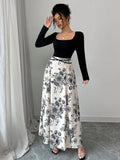 Damenkleid Sommer Schlankmachendes Schnürkleid mit Blumenmuster