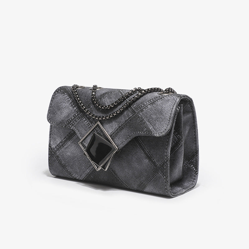 Color Ink Gradient kleine quadratische Tasche Persönlichkeit Rhombus geprägte Kette Umhängetasche