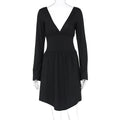 Women Clothing Autumn Sexy Backless Waist Trimming French V neck Long Sleeve Dress Sexy Sheath