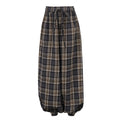 Women Clothing Retro Plaid Casual Pants Simple Lace up Loose Fit Tappered Trousers