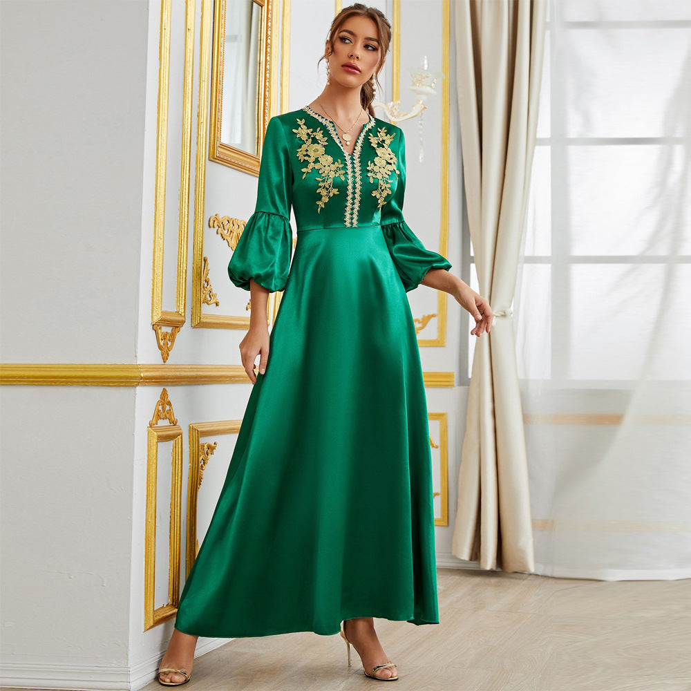 Nahost muslimische Frauen Kleidung Party Versammlung Applikationskleid Abendkleid
