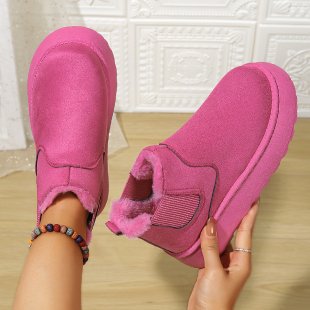 Herbst Winter Damen Plateau Schneestiefel Baumwollschuhe Gebürstetes Futter Runde Zehe Zum Reinschlüpfen Baumwollstiefel