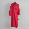 Baumwoll-Leinen-Kleid Damen Herbst Lässig Lockeres Robenkleid mit Kragen und Bindegürtel, Maxikleid