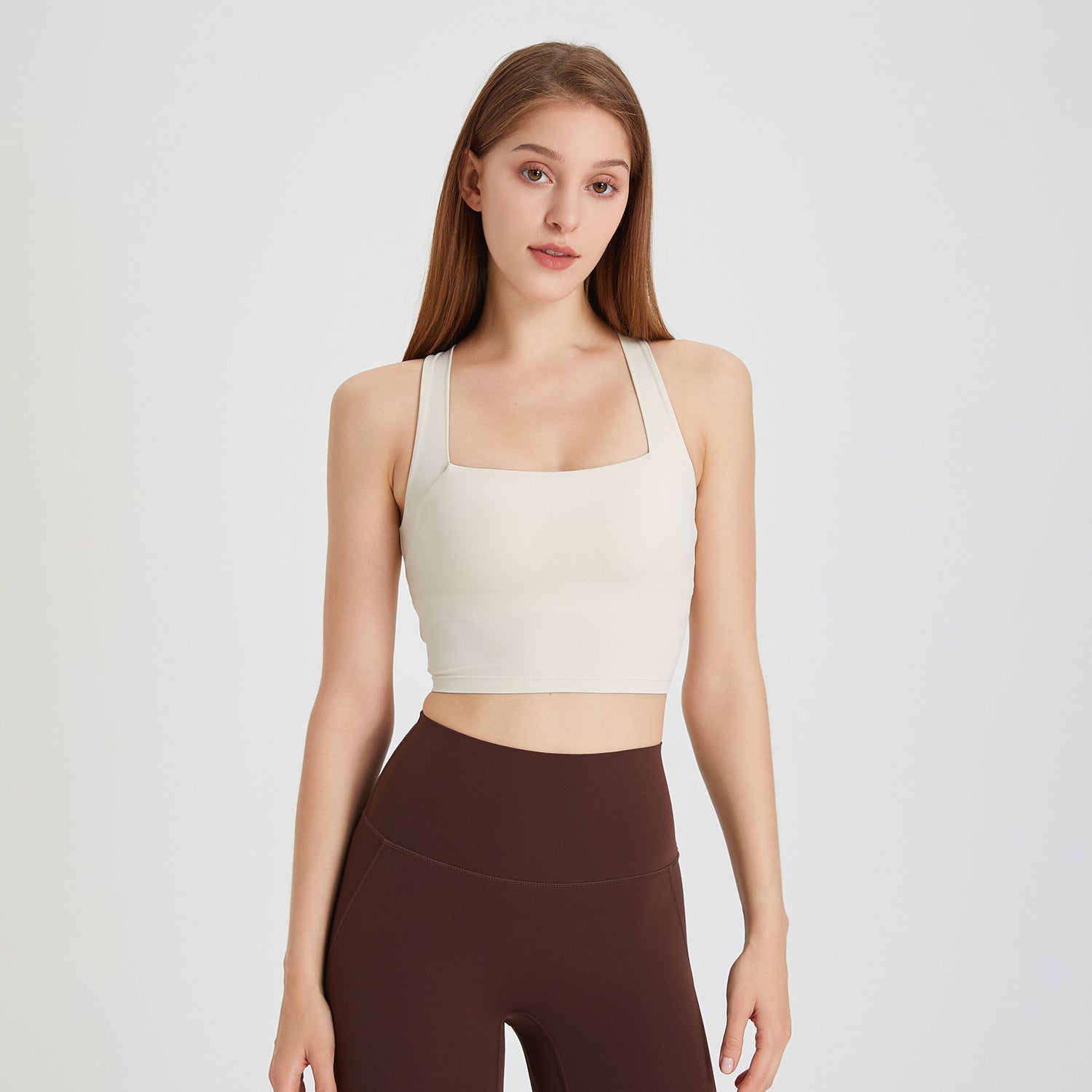 Nude Feel Nahtloser stoßfester Sport-BH Damen Beauty-Rücken Kreuz-Westen Lauf-Push-up Yoga Workout BH