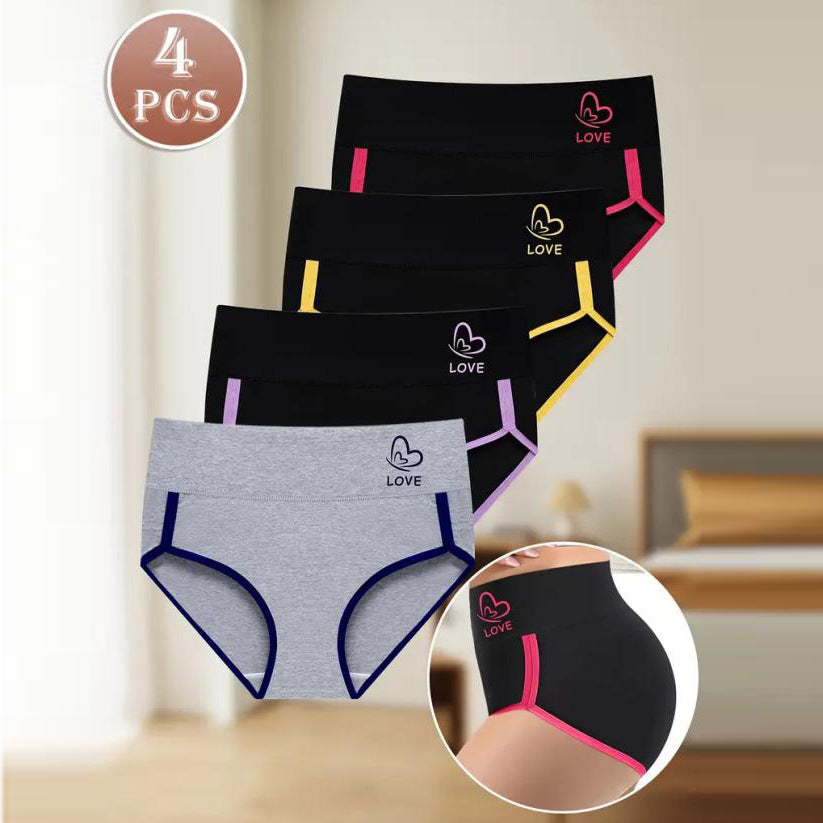 Four pairs of plus size cross-border Europe and US fashion hip briefs by SHOPEZRA L.L.C., featuring stitching design for women.
