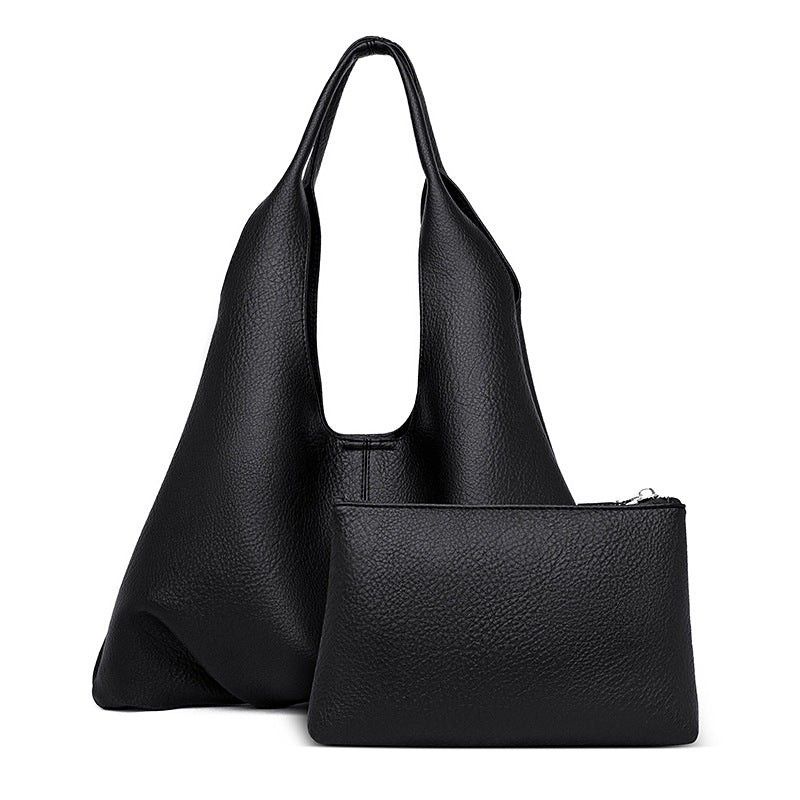 Schulter-Tragetasche für Damen, einfache Umhängetasche aus weichem Leder, Büro-Tasche, groß, 3-teilig, für Damen