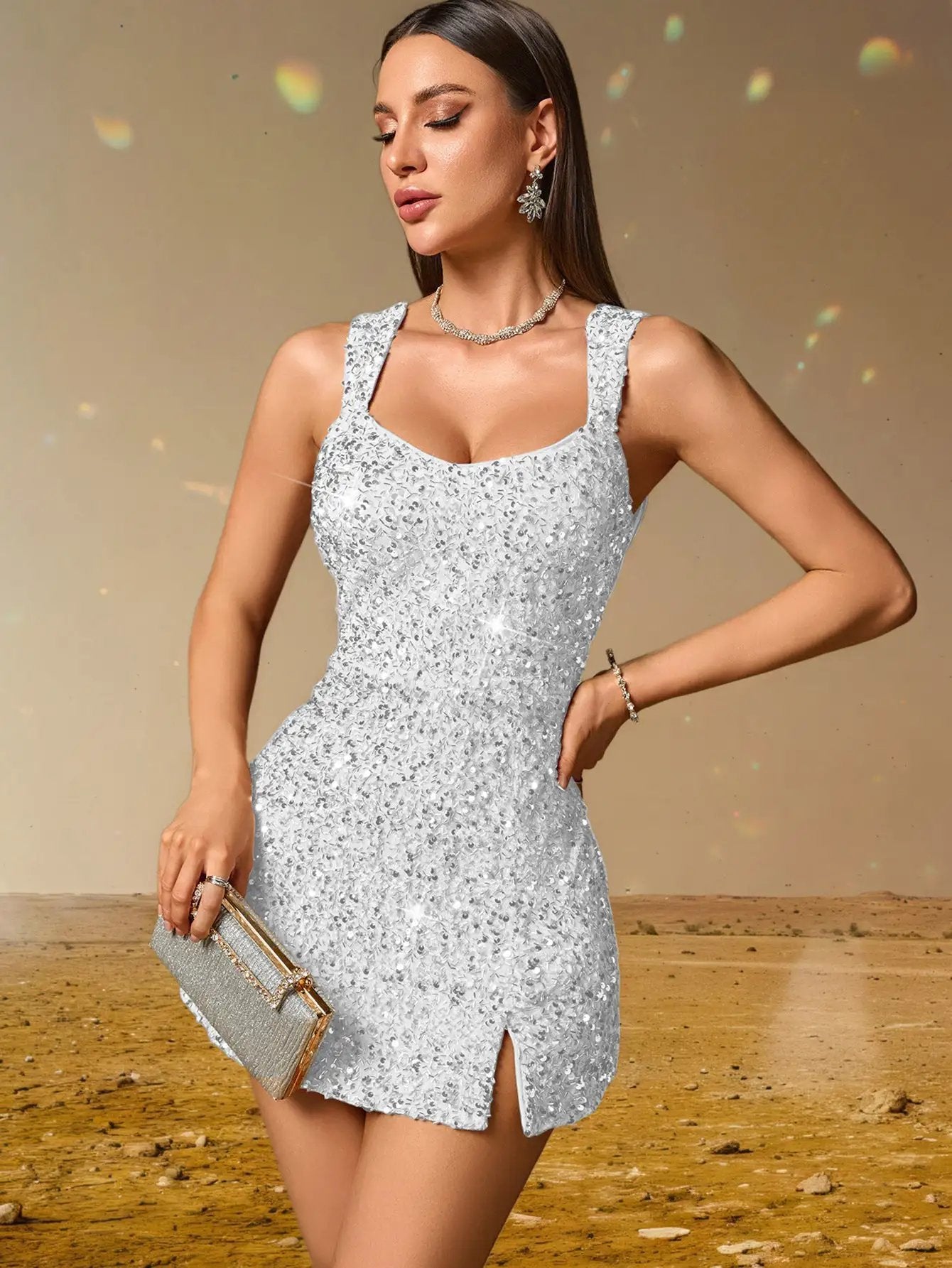 Sexy Sequined Cami Dress Women Clothing Birthday Party Dress by Wanita Store
