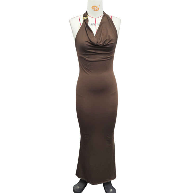 Elegantes V-Ausschnitt Neckholder-Kleid Damen Sommer Hochwertiges sexy Etuikleid