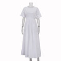 Damenbekleidung Schlichtes lässiges A-Linien-Kleid Baumwoll-Rundhalsausschnitt Kurzarm tailliertes Kleid