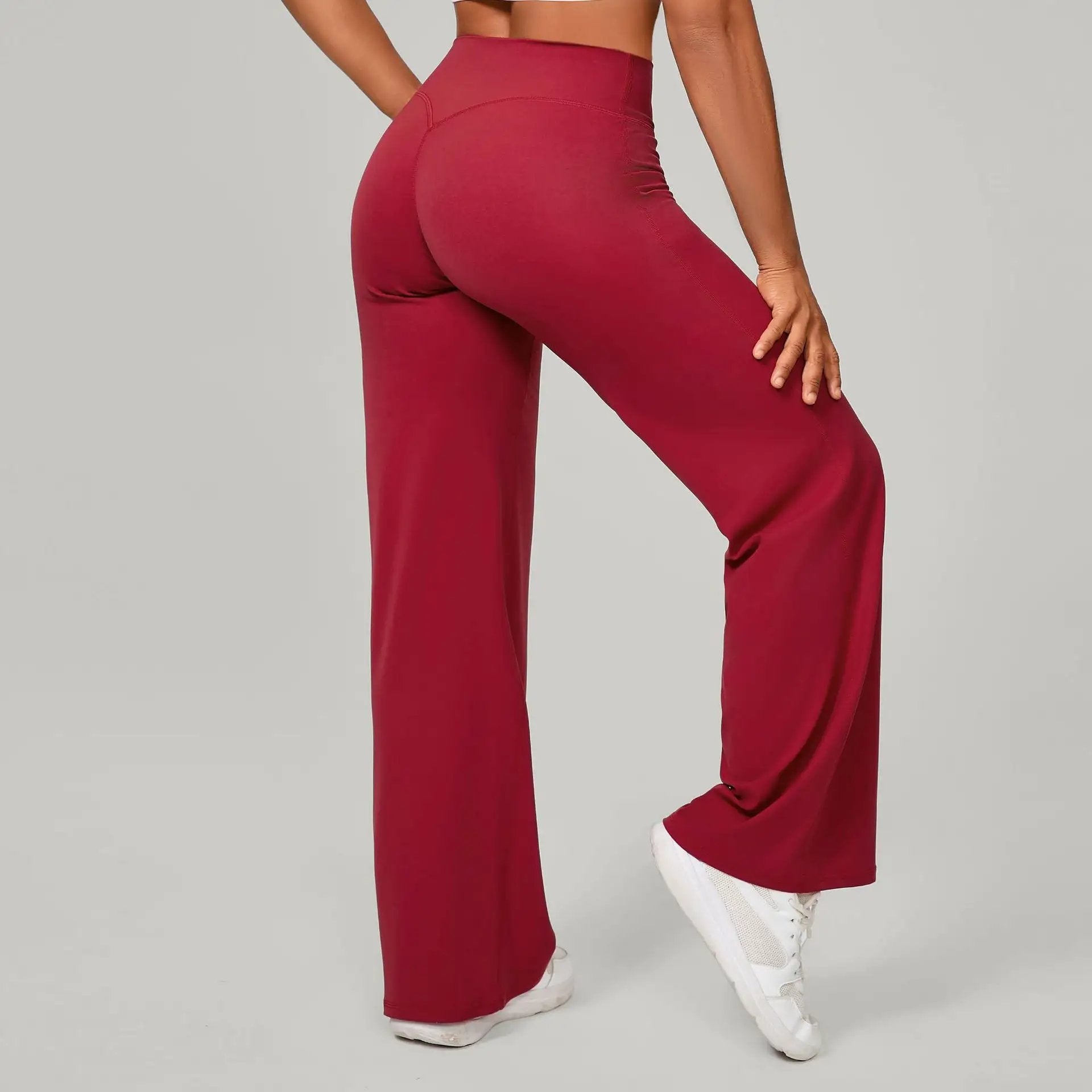 Autumn Sand Pilates Straight Yoga Pants All Match Loose Wide Leg Pants Running Sports Fitness Hip Showing Trousers by Wanita Store