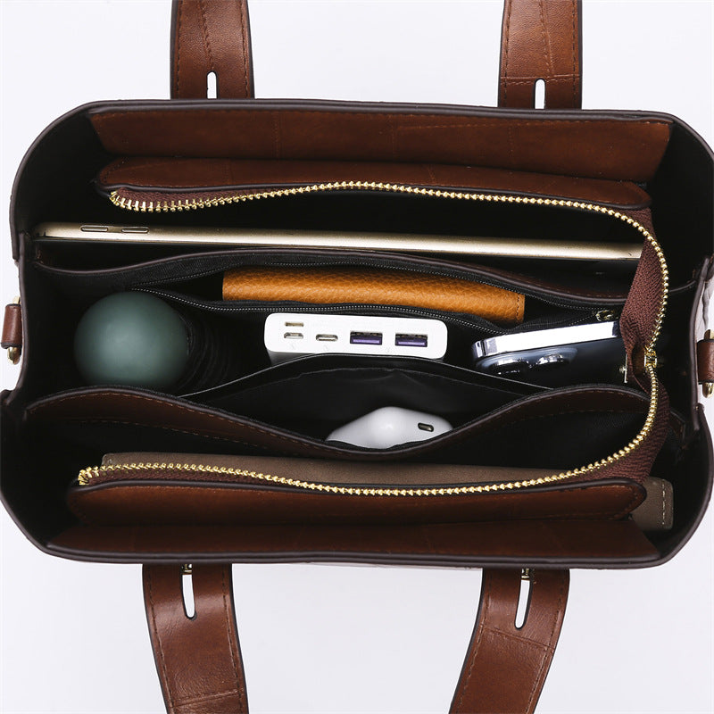 Handtasche Patchwork Tasche Frauen Besonderes Design Hochwertige Tote Bag Große Kapazität Bürodame Tasche Umhängetasche