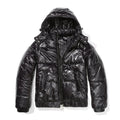 Damen Winter Kapuzen Steppjacke aus Baumwolle 20D Film Spritzwassergeschützt Modische Jacke Langarm Glänzende Baumwoll Steppjacke