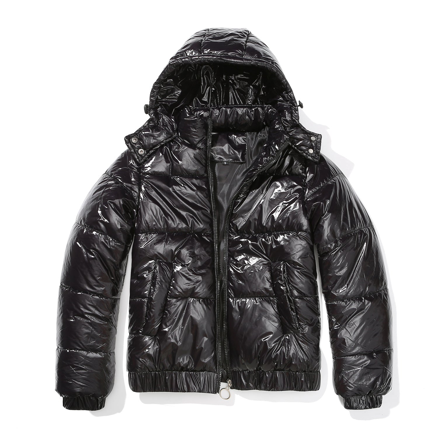 Damen Winter Kapuzen Steppjacke aus Baumwolle 20D Film Spritzwassergeschützt Modische Jacke Langarm Glänzende Baumwoll Steppjacke