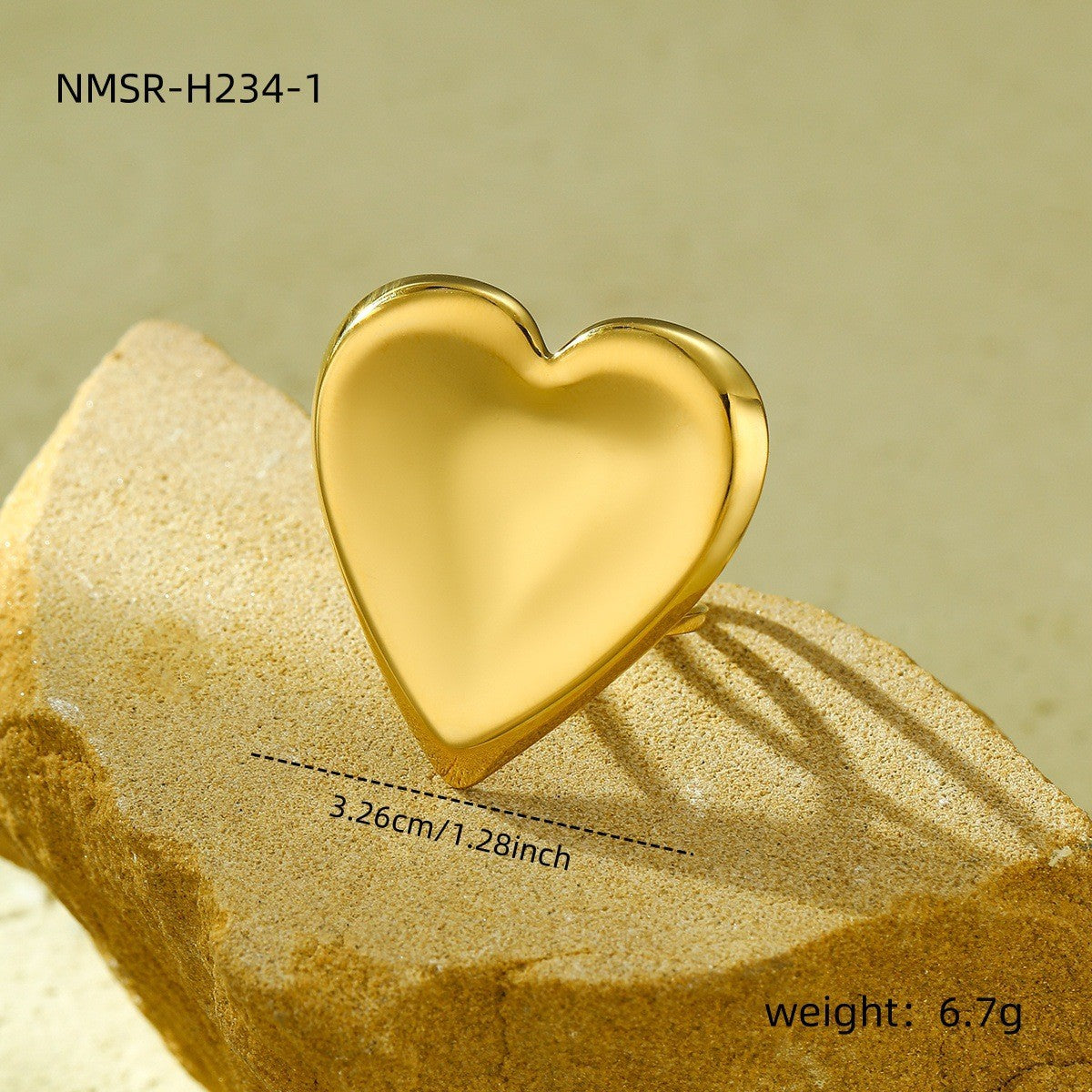 Minority 18K Gold Geometric Abstract round Heart-Shaped Open Ring High Grade Titanium Steel Ornament