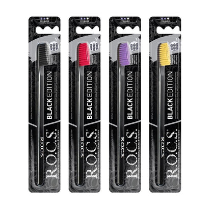 R.O.C.S. Black Edition Toothbrush - Elegant Design | Medium Hardness