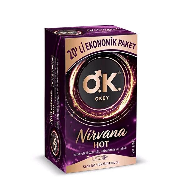Okey Nirvana Hot Ultra Ribbed Condoms - Enhanced Pleasure &amp; STI Protection - 20 Count