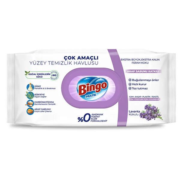 Bingo Lavender Surface Cleaning Wipes 96 Count - Natural, Streak-Free, Fog-Free - All Purpose, Kitchen &amp; Bathroom Eco-Friendly Wipes