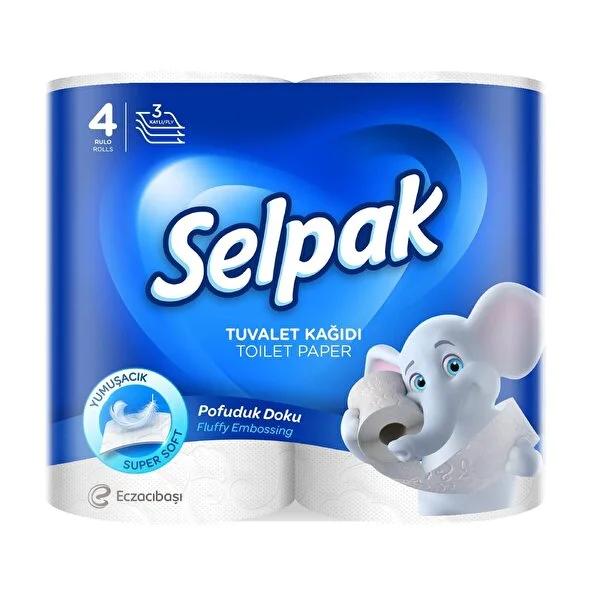 Selpak 4-Pack Hygienic Toilet Paper - 3 Layered for Durability &amp; Absorbency