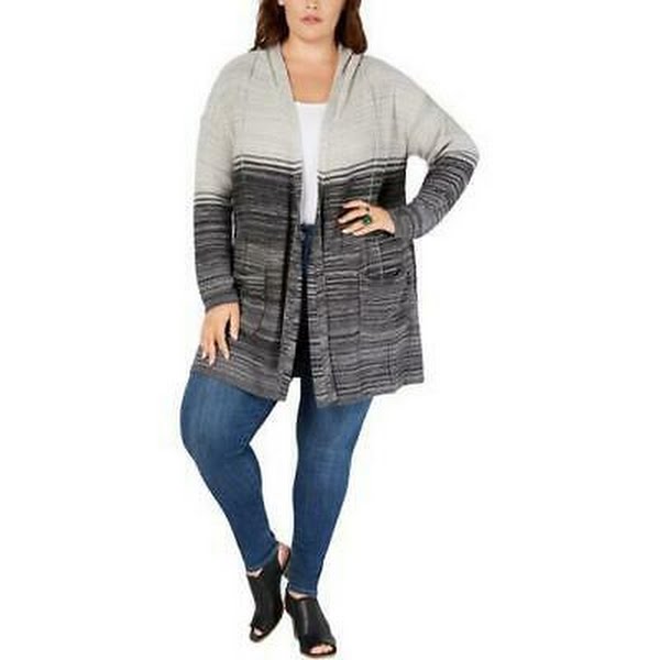 Style &amp; Co. Womens Plus Ombre Hooded Cardigan Sweater