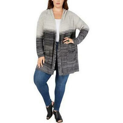 Style &amp; Co. Womens Plus Ombre Hooded Cardigan Sweater