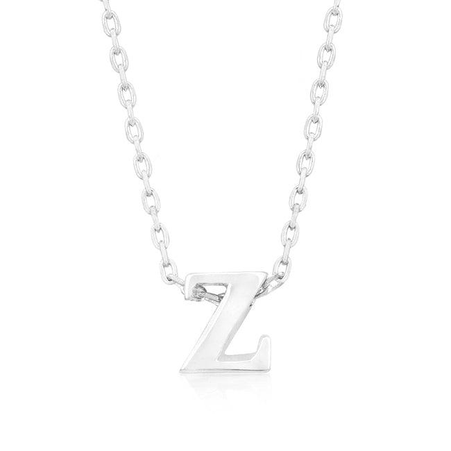 Rhodium Plated Finish Initial Z Pendant