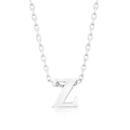Rhodium Plated Finish Initial Z Pendant