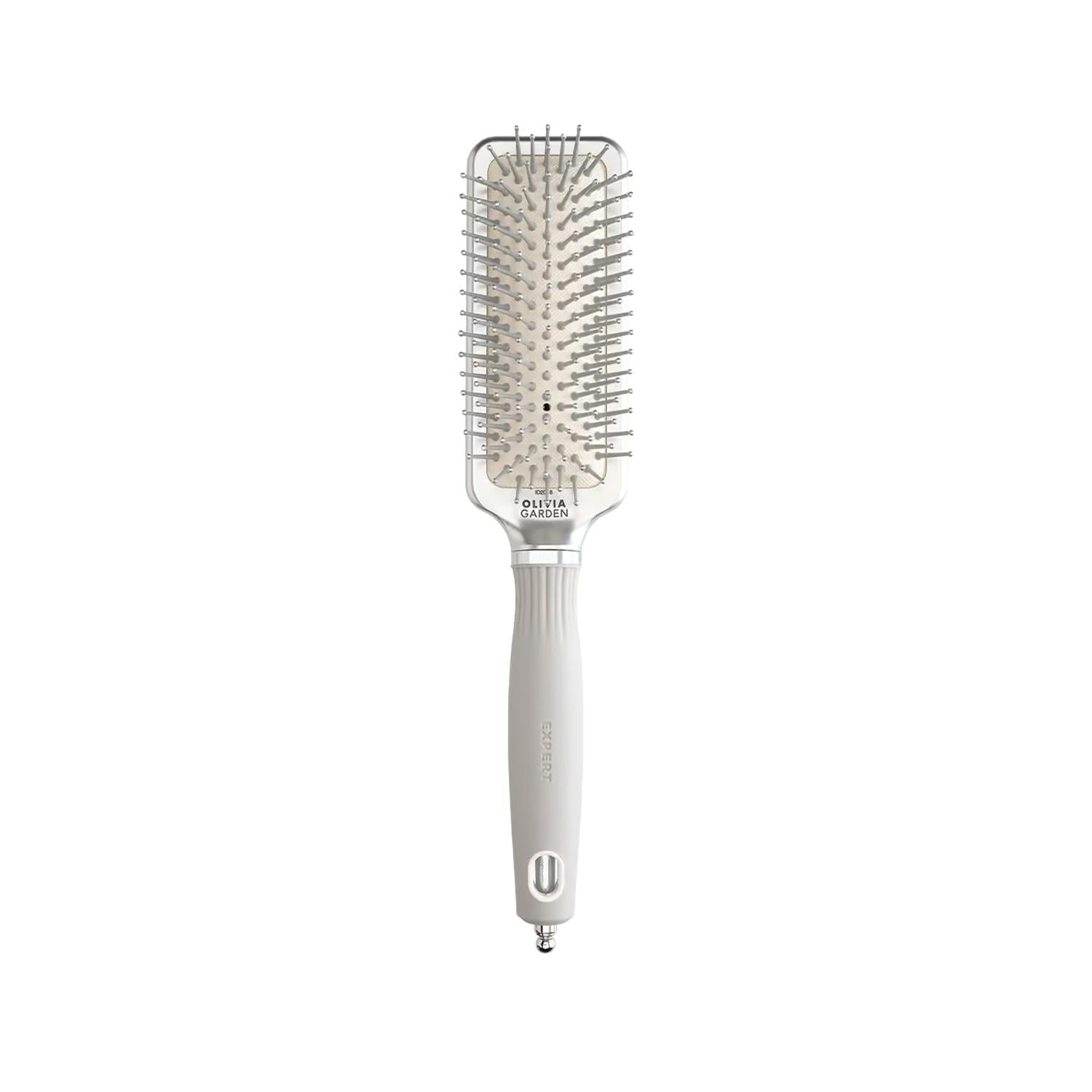 Olivia Garden Expert Care Rectangular Nylon Bristles Hair Brush - Silver S, Professional Detangling &amp; Styling Tool