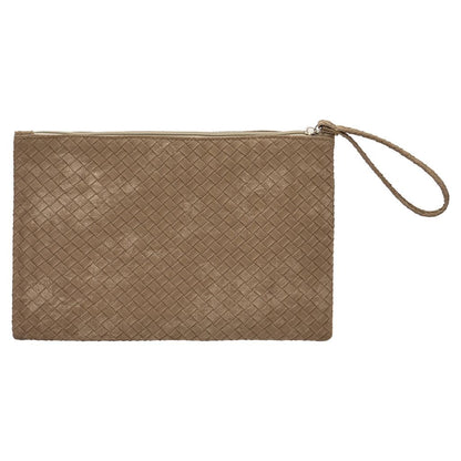 Eklips Beige Knit Pattern Reflective Clutch Bag