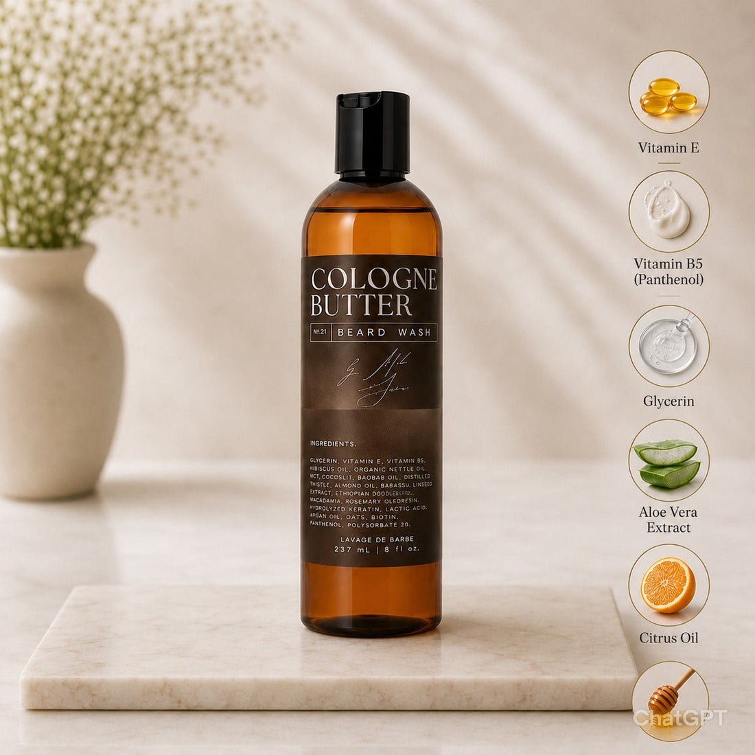 Cologne Butter Unscented Beard Wash for Men | Gentle Beard Cleanser for Daily Grooming &amp; Hydration &amp; Moisturizing
