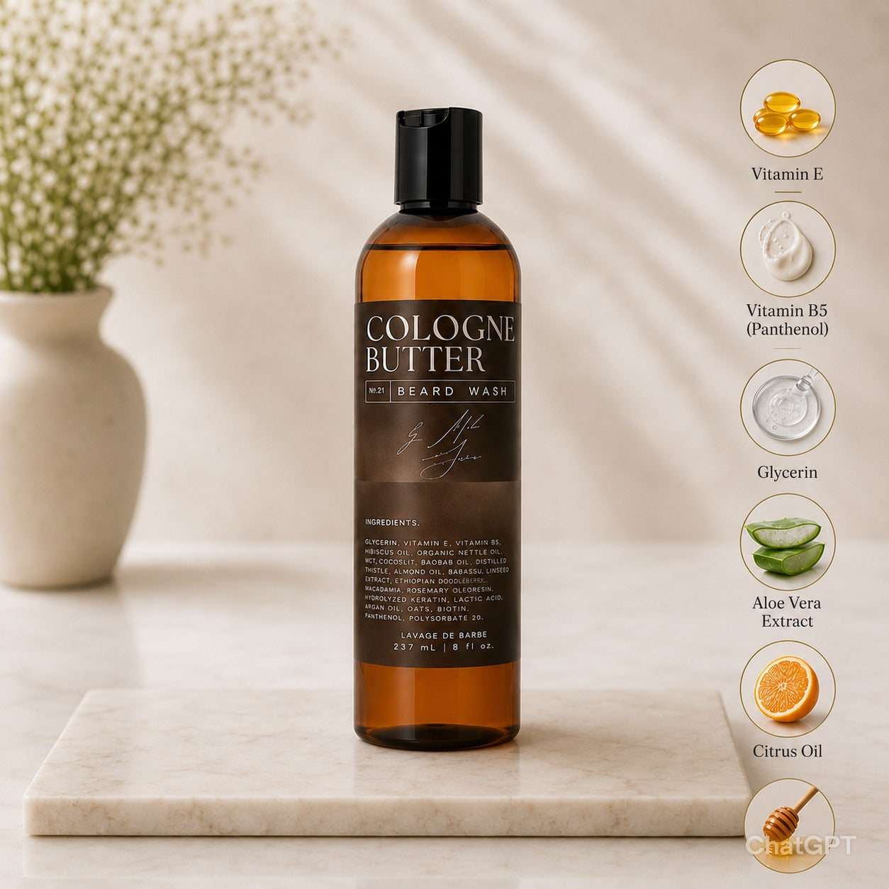 Cologne Butter Unscented Beard Wash for Men | Gentle Beard Cleanser for Daily Grooming &amp; Hydration &amp; Moisturizing