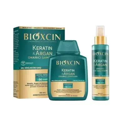 Bioxcin Keratin &amp; Argan Hair Care Set: Repair, Strengthen &amp; Prevent Hair Loss - Sulfate Free Shampoo &amp; Leave-In Conditioner for Damaged Hair