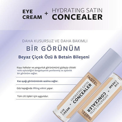 Pastel Makeup Eye Cream Concealer: 2-in-1 Hydrating Satin Concealer &amp; Brightening Eye Cream for Dark Circles - Gšz Kremi Aydõnlatõcõsõ