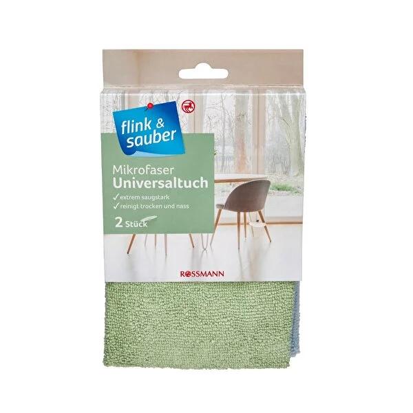 Flink &amp; Sauber Microfiber Cleaning Cloth - Effective, Chemical-Free, Multi-Surface Cleaning Solution for Home &amp; Office - Pack of 2